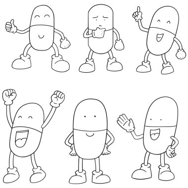 ilaç kapsül çizgi film dizi vektör