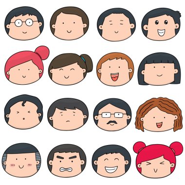 vektör çizgi film yüzü kümesi