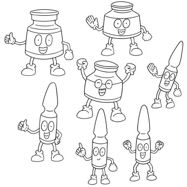 enjeksiyon tıp karikatür vektör kümesi