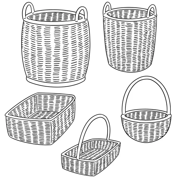 Vector conjunto de cesta de mimbre — Archivo Imágenes Vectoriales