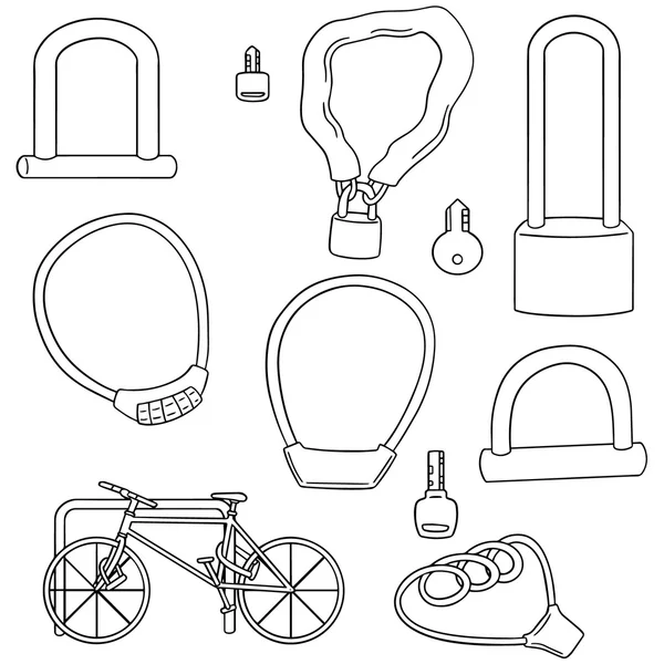 Vector conjunto de bloqueo de bicicleta — Archivo Imágenes Vectoriales