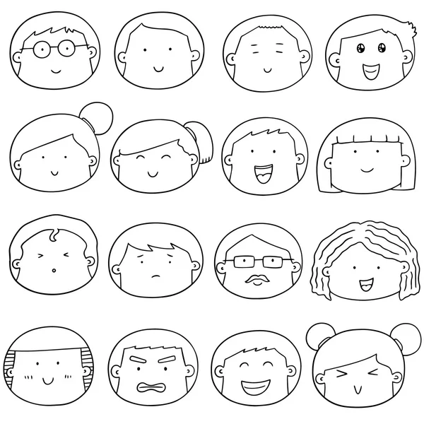 Vector set of cartoon face — Stock Vector