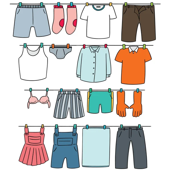 Serie vettoriale di vestiti di essiccazione — Vettoriale Stock