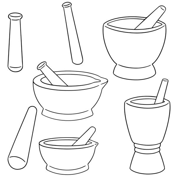 Vector set of mortar and pestle — Stock Vector