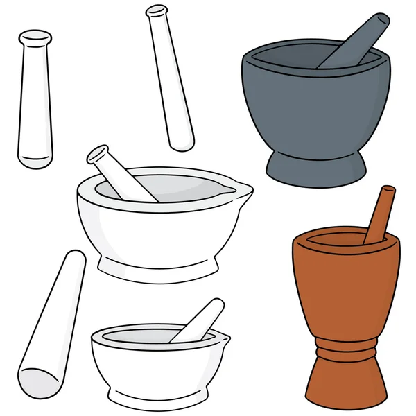 Vector set of mortar and pestle — Stock Vector