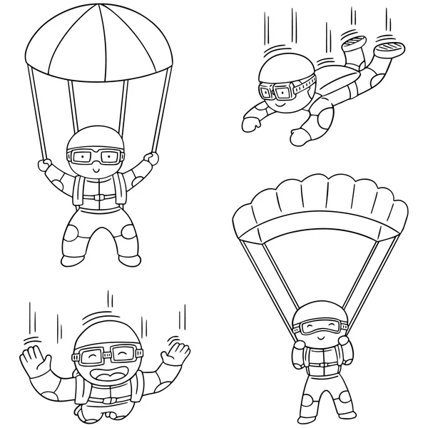 Jeu de vecteurs de parachutistes — Image vectorielle