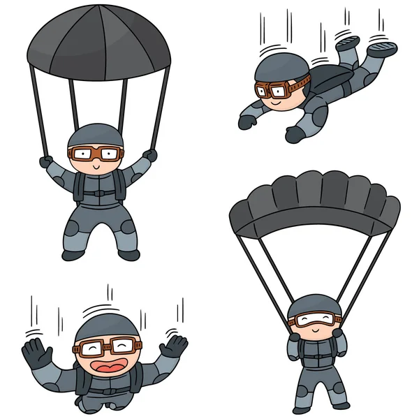 Jeu de vecteurs de parachutistes — Image vectorielle