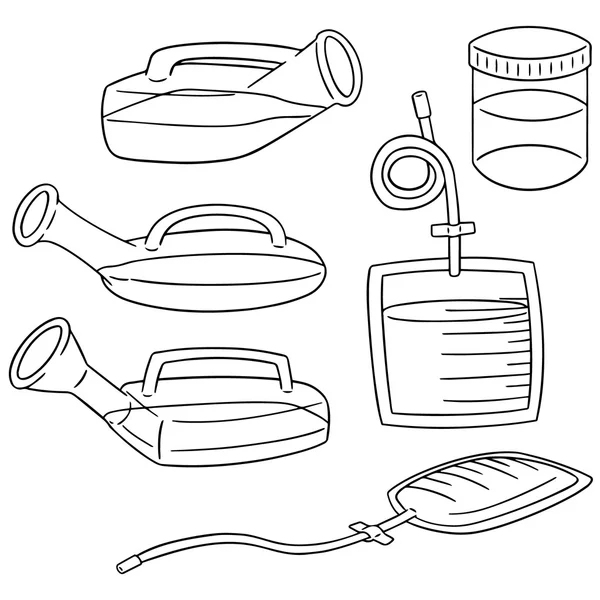 Vector set urinoir pot en urine zak — Stockvector