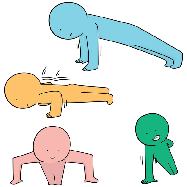 Vector set of people doing push up — Stock Vector