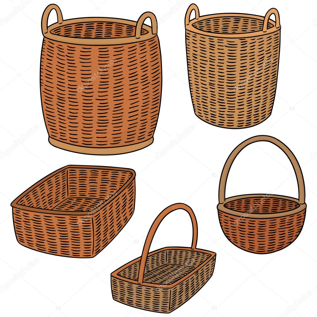 vector set of wicker basket