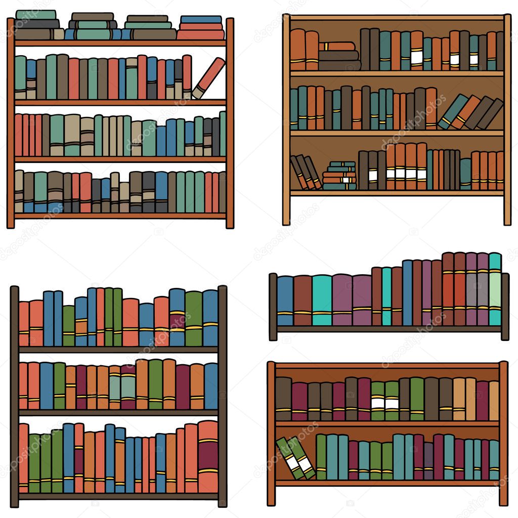 vector set of bookshelf