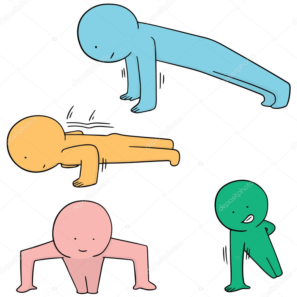 vector set of people doing push up