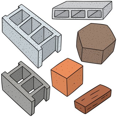 vector set of concrete construction block clipart