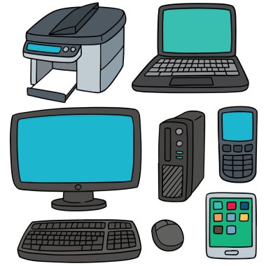 bilgisayar kümesi vektör, akıllı aygıt ve bilgisayar aksesuarları