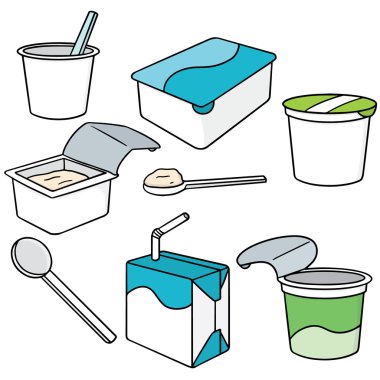 yoğurt ve süt vektör kümesi