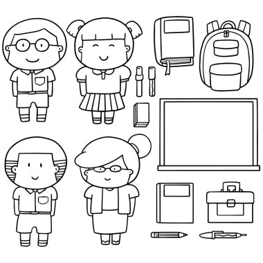 öğretmen ve öğrenci vektör kümesi