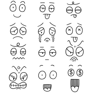 vektör çizgi film yüzü kümesi