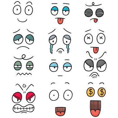 vektör çizgi film yüzü kümesi