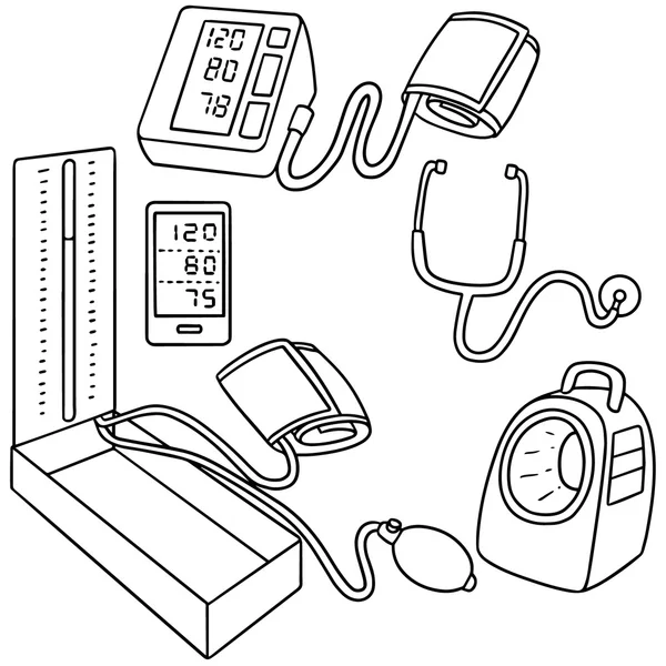 Conjunto vetorial do monitor de pressão arterial — Vetor de Stock