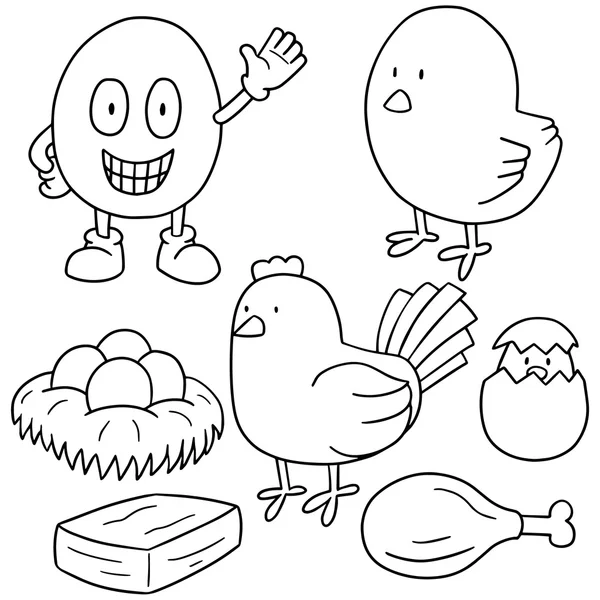 Векторний набір курки та яєць — стоковий вектор
