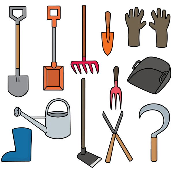 Vector set of gardening equipment — Stock Vector