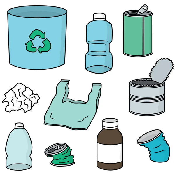 Ensemble vectoriel de recyclage des ordures — Image vectorielle