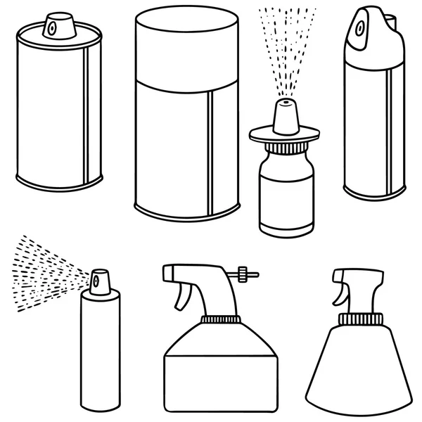 Conjunto vetorial de lata de pulverização e garrafa — Vetor de Stock