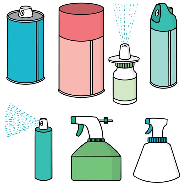 Vector set of spray can and bottle — Stock Vector
