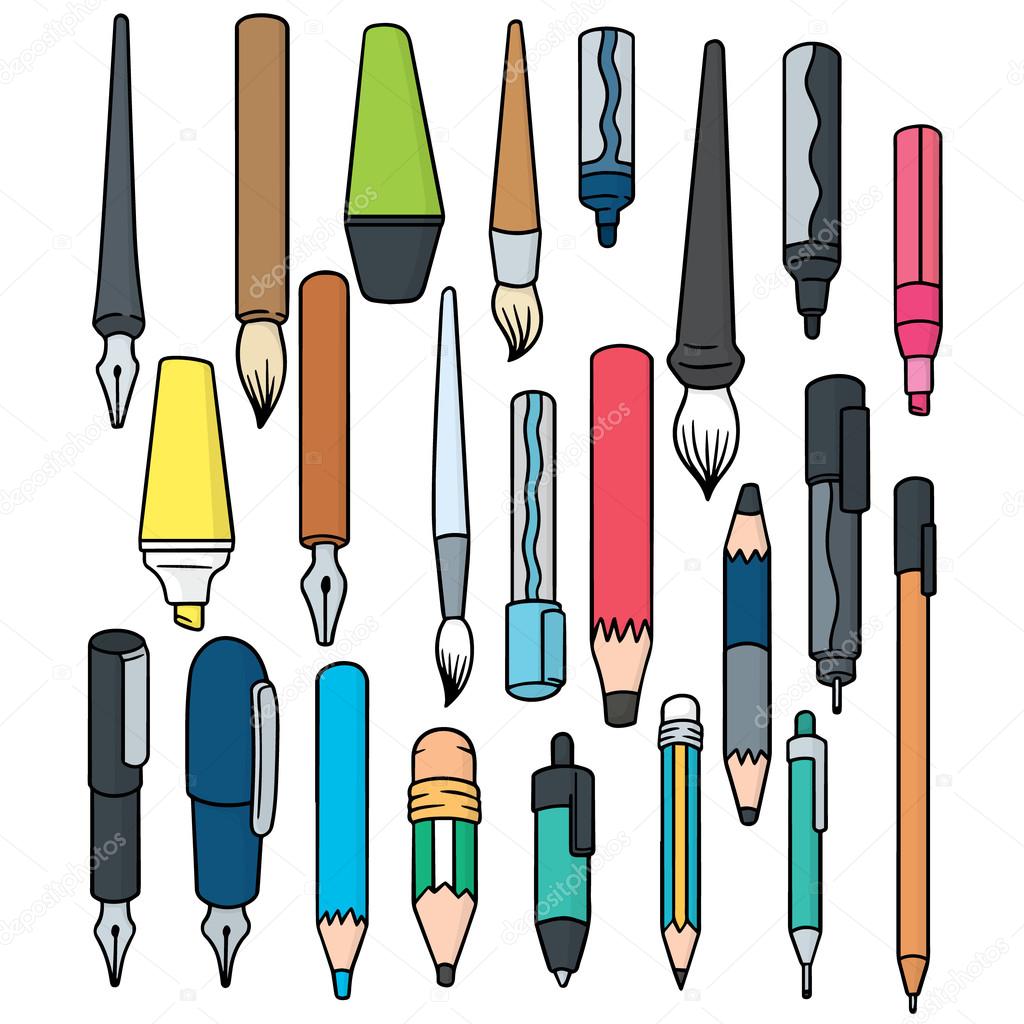 vector set of writing accessories