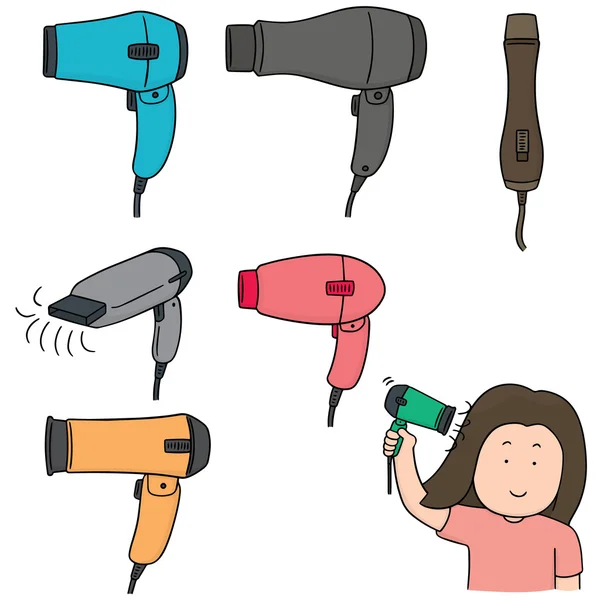 Vector set of hair dryer — Stock Vector