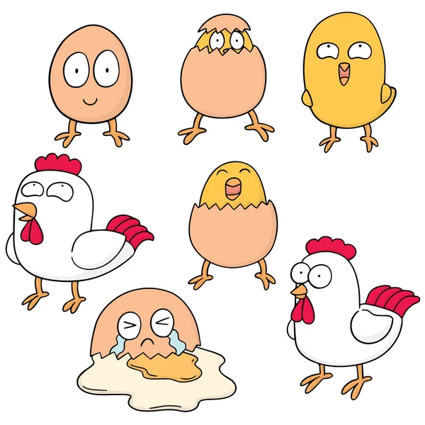 Vector set of chicken and egg — Stock Vector