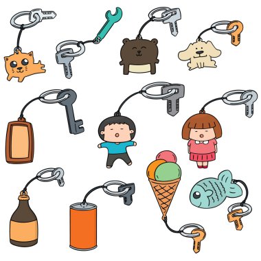vector set of key chain clipart