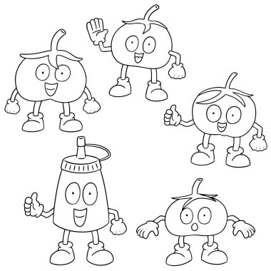 domates ve domates ketçap vektör kümesi