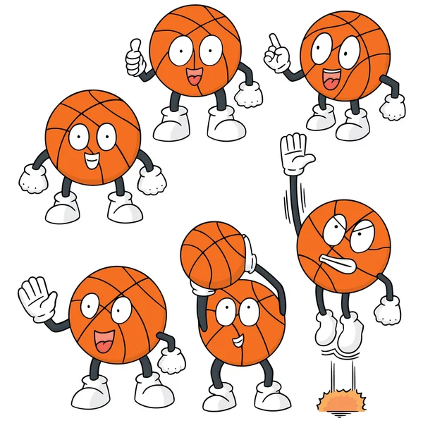 Vector conjunto de dibujos animados pelota de baloncesto — Archivo Imágenes Vectoriales