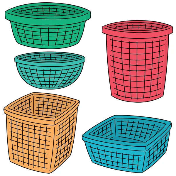 Vector conjunto de cesta de plástico — Archivo Imágenes Vectoriales