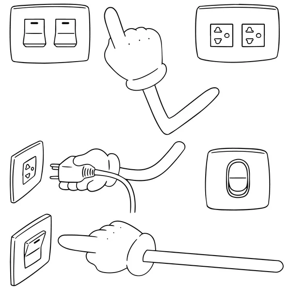 Ensemble vectoriel de commutateur électrique et prise — Image vectorielle