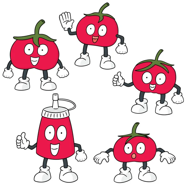 Set vectorial de ketchup de roșii și roșii — Vector de stoc