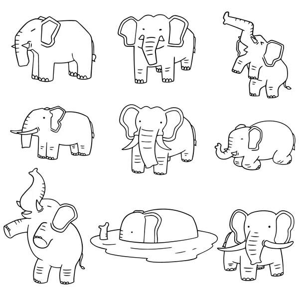 Vektor-Set von Elefanten — Stockvektor