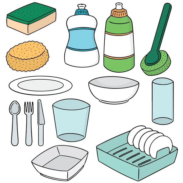 Векторный набор посудомоечного оборудования — стоковый вектор