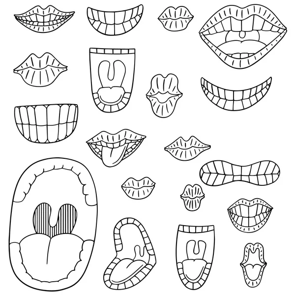 Insieme vettoriale della bocca — Vettoriale Stock
