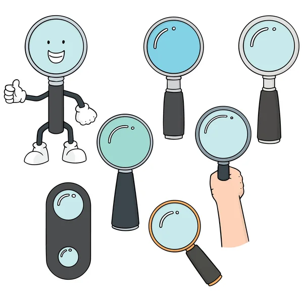 Vector set of magnifying glass — Stock Vector