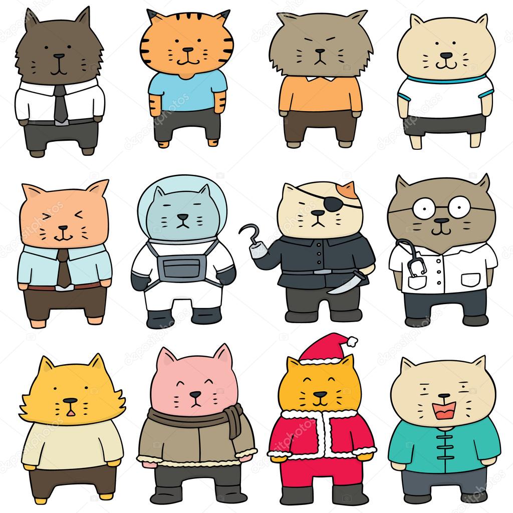 Vector set of cat wearing clothes Stock Vector Image by © #126951848 Vector set of cat wearing clothes Stock Vector Image by © #126951848