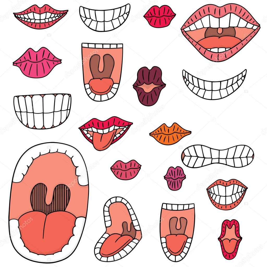 vector set of mouth