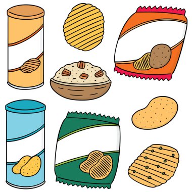 patates ürünlerinin vektör kümesi