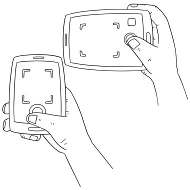 vektör set smartphone ile fotoğraf çekmek