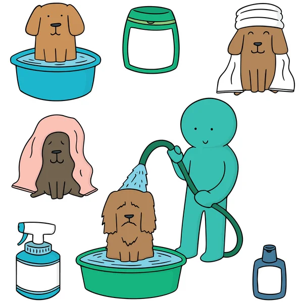 Vector conjunto de perro de baño — Archivo Imágenes Vectoriales
