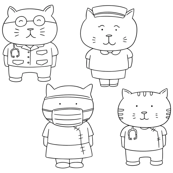 Vector set of cat in medical staff uniform — ストックベクタ