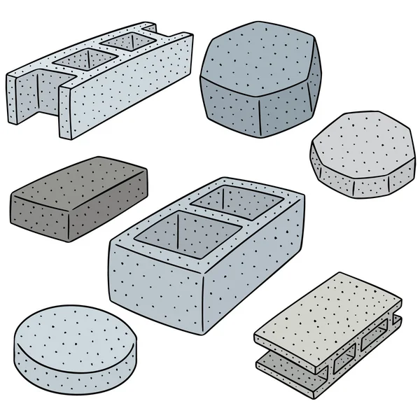 Ensemble vectoriel de bloc de construction en béton — Image vectorielle