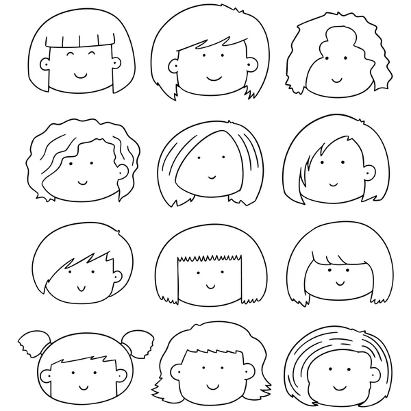 Vector set of woman face — Stock Vector