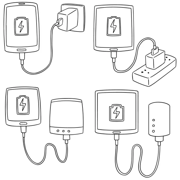 Jeu vectoriel de charge smartphone — Image vectorielle